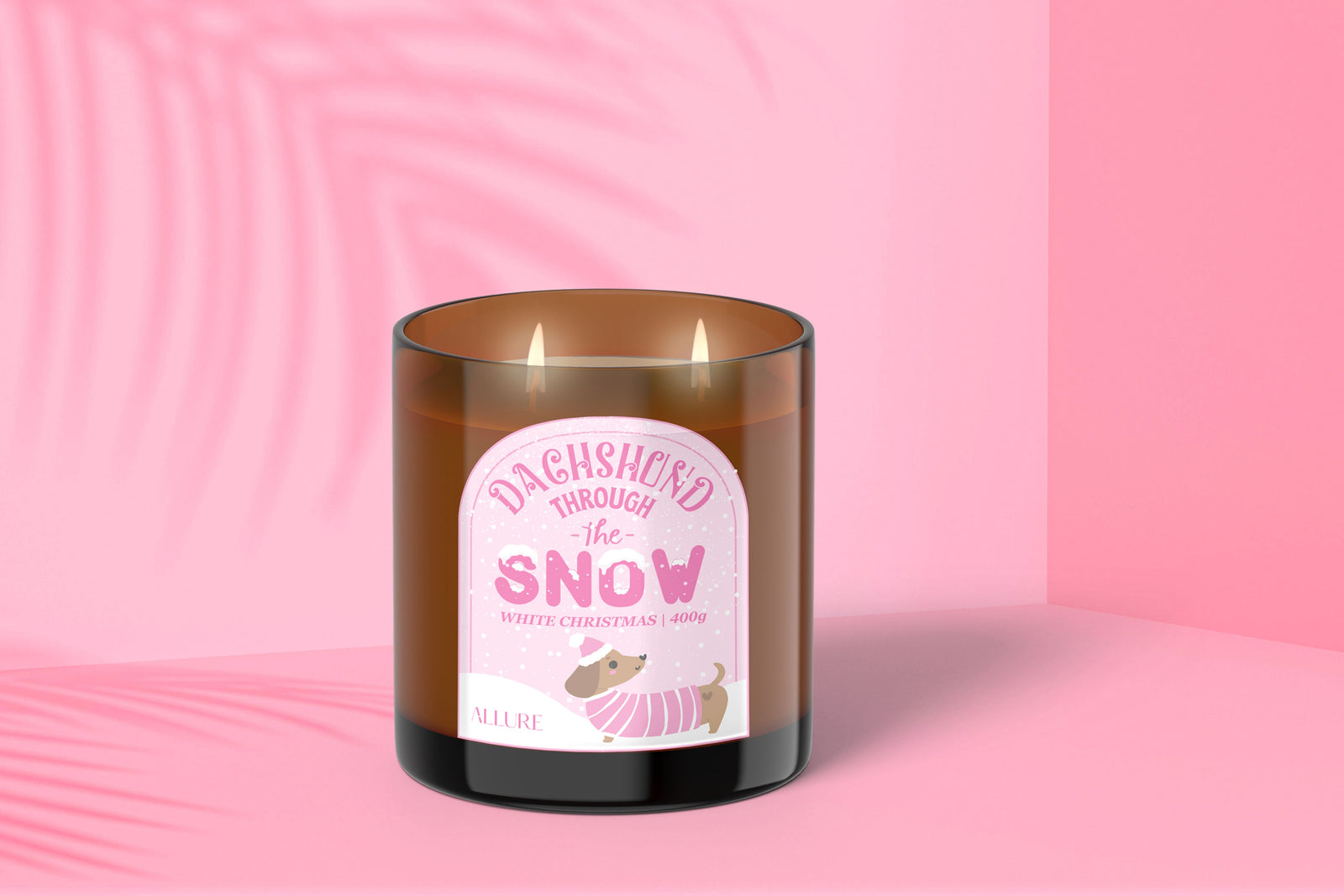 Dachshund Through The Snow | White Christmas Refillable Eco Candle | Eco-friendly Candles Australia