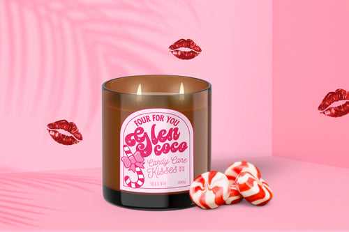 Glen Coco's Candy Cane Kisses Refillable Eco Candle | Christmas Star Anise, Sweet Mint, Marshmallow, Vanilla and Musk Candle